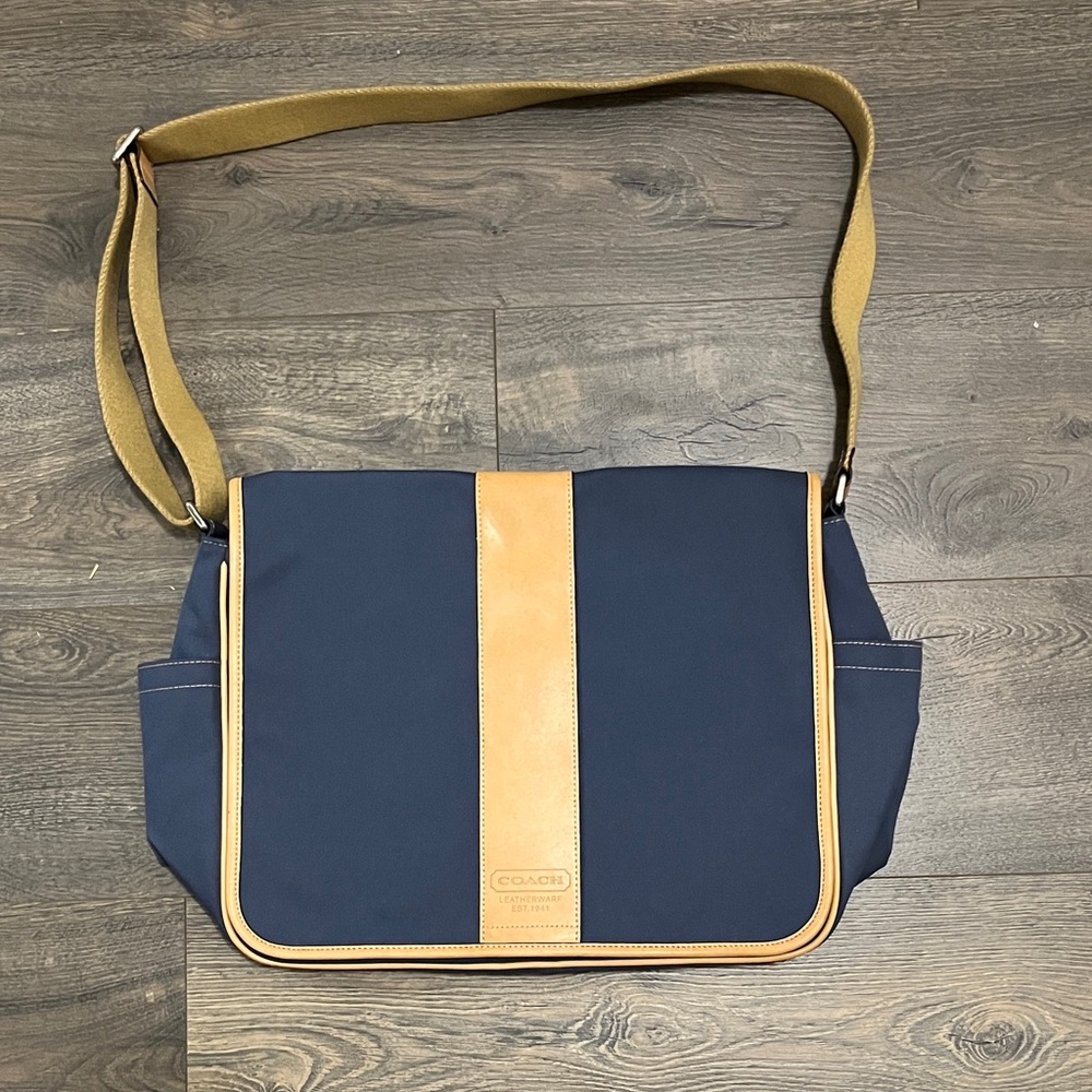Coach Blue and Tan Messenger Bag